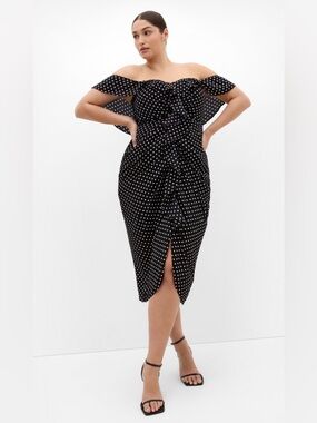 New! City Chic Gina Polka Dot Dress - black size XL 22